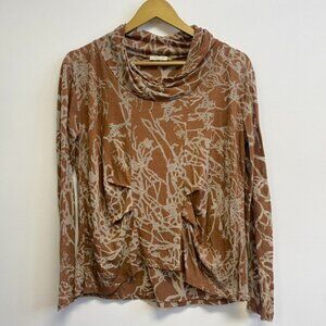 Chalet Brown Batique Art to Wear Long Sleeve Top